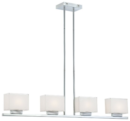 Foto para 75w SW 4 Light Island Light Chrome Mitered/White Iside