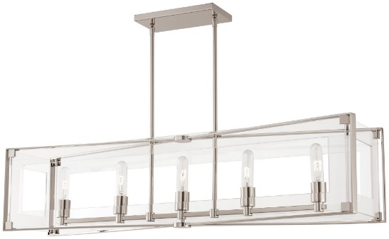 Picture of 60w SW 5 Light Island Light Polished Nickel Clear Acrylic