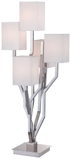 Foto para 40w SW 5 Light Table Lamp Polished Nickel Pure White Linen