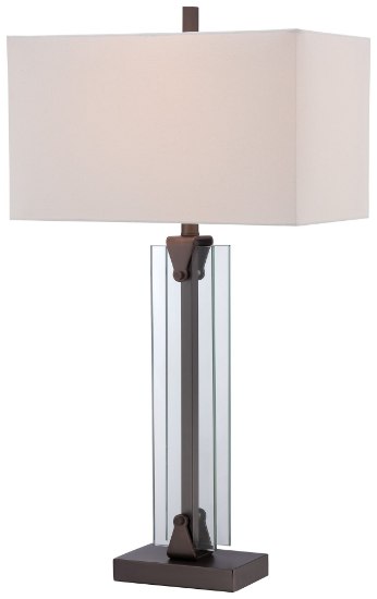 Picture of 100w SW 1 Light Table Lamp Harvard Court Bronze Pure White Linen