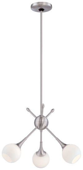 Foto para 60w SW 3 Light Mini Chandelier Brushed Nickel Etched Opal Glass