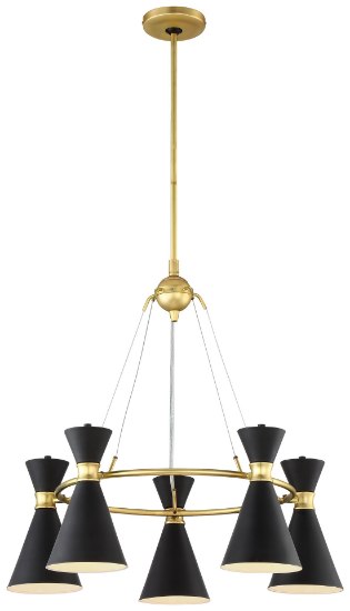 Picture of 100w SW 5 Light Pendant Honey Gold Matte Black