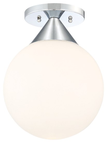 Foto para 100w SW 1 Light Flush Mount Chrome Etched Opal