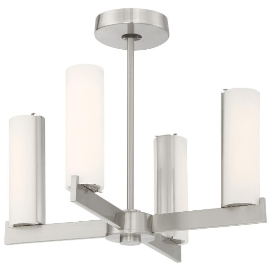 Foto para 44w WW Chandelier (Convertible To Semi Flush) Brushed Nickel Etched Opal Glass