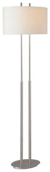 Foto para 100w SW 2 Light Floor Lamp Brushed Nickel White Linen