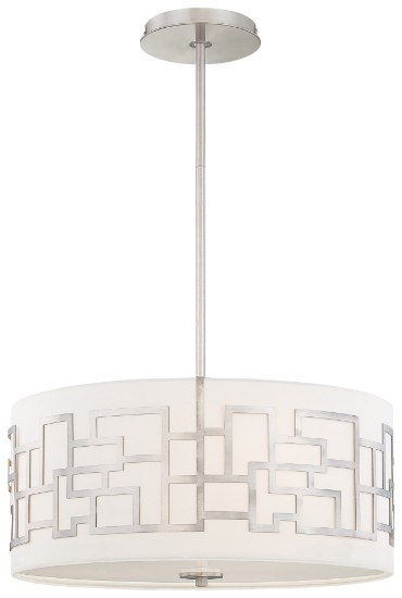 Foto para 100w SW 3 Light Drum Pendant Brushed Nickel White