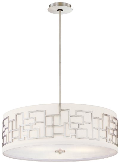 Foto para 100w SW 4 Light Drum Pendant Brushed Nickel White