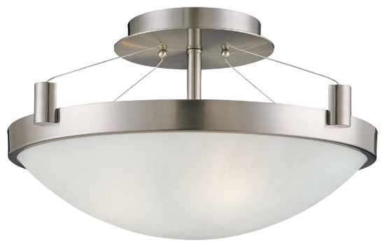 Picture of 60w SW 3 Light Semi Flush Mount Brushed Nickel White Frosted