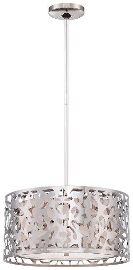 Foto para 100w SW 2 Light Drum Pendant Chrome White Linen