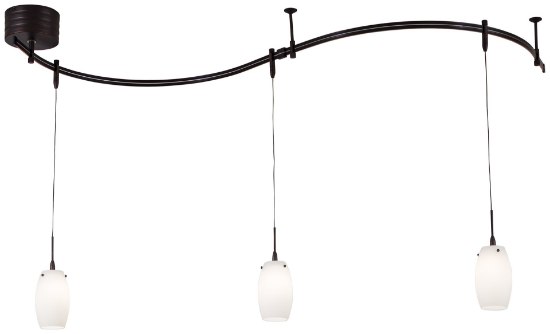 Picture of 50w SW 3 Light Low Voltage Mini Pendant Rail Kit Sable Bronze Patina White Acid Etched