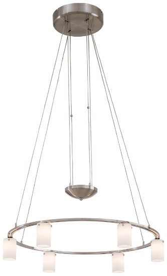 Foto para 20w SW 6 Light Low Voltage Chandelier Brushed Nickel White Etched