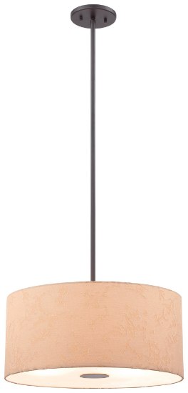 Foto para 100w SW 3 Light Drum Pendant Antique Dorian Bronze Beige