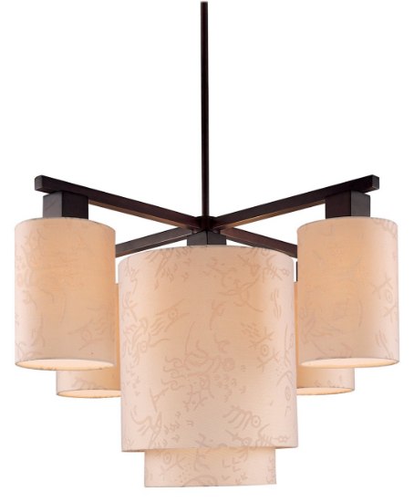 Foto para 60w SW 5 Light Chandelier Antique Dorian Bronze Beige