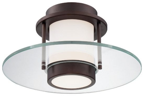 Foto para 100w SW 1 Light Flush Mount Copper Bronze Patina