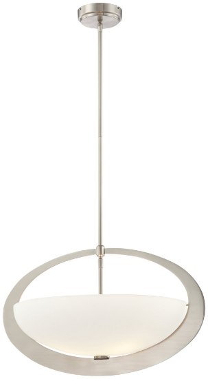 Picture of 100w SW 3 Light Pendant Brushed Nickel Etched Opal