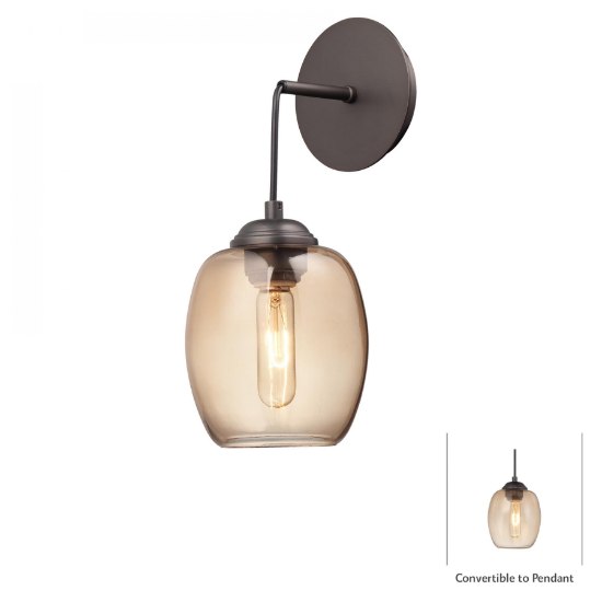 Foto para 60w SW 1 Light Mini Pendant (Convertible To Wall Sconce) Copper Bronze Patina Teak