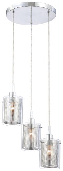 Foto para 60w SW 3 Light Pendant Chrome Clear W/Chrome Mesh