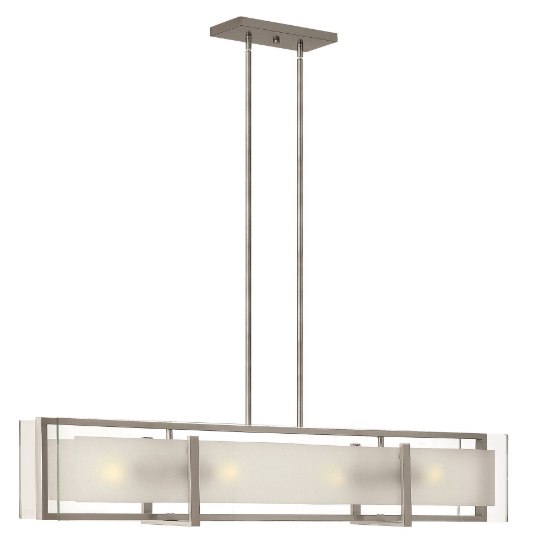 Picture of 100w Chandelier Latitude MED Clear Beveled Inside-Etched Brushed Nickel Stem Hung Linear