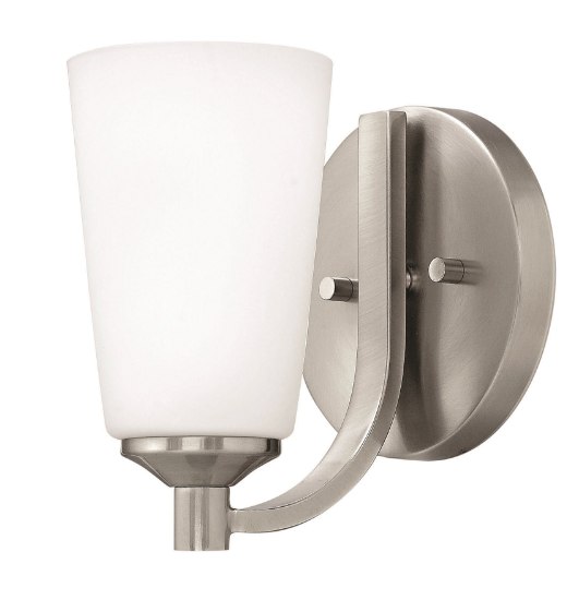 Foto para 117w Bath Sadie INCAN. LED MED Etched Opal Brushed Nickel Bath Sconce