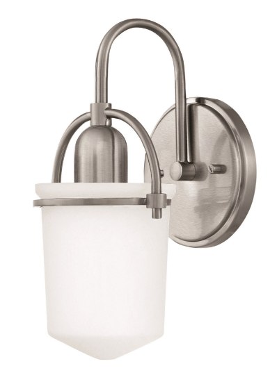 Picture of 117w Bath Clancy INCAN. LED MED Etched Opal Brushed Nickel Bath Sconce