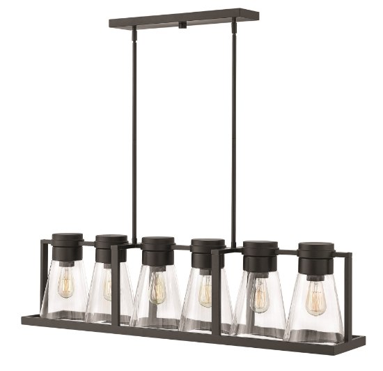 Picture of 100w Chandelier Refinery MED Clear Black Stem Hung Linear