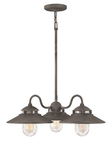 Foto para 100w Outdoor Atwell MED Clear Seedy Aged Zinc Outdoor Chandelier