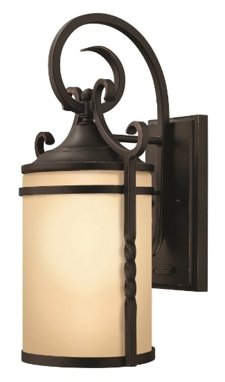 Picture of 15w Outdoor Casa LED Light Etched Amber Olde Black Small Wall Mount