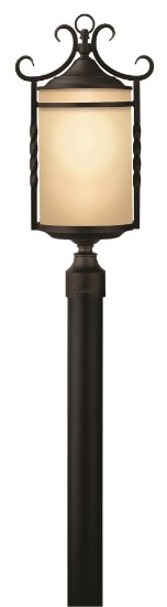 Picture of 15w Outdoor Casa LED Light Etched Amber Olde Black Post Top/ Pier Mount