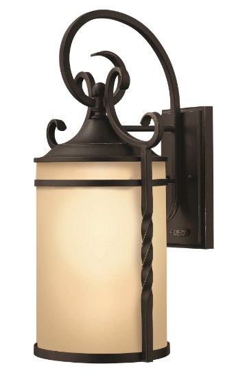 Picture of 100w Outdoor Casa MED Light Etched Amber Olde Black Large Wall Mount