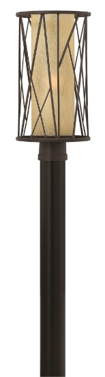 Foto para 100w Outdoor Elm MED Distressed Etched Amber Regency Bronze Post Top/ Pier Mount