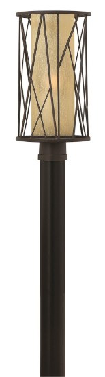 Foto para 18w Outdoor Elm GU24 Distressed Etched Amber Regency Bronze Post Top/ Pier Mount