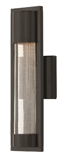 Picture of 35w Outdoor Mist GU-10 Clear Acrylic Outside Cylinder & Seedy Glass Inside Panel Satin Black Small Wall Mount