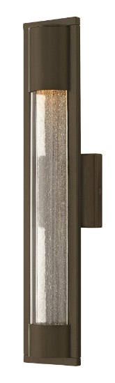 Picture of 35w Outdoor Mist GU-10 Clear Acrylic Outside Cylinder & Seedy Glass Inside Panel Bronze Medium Wall Mount