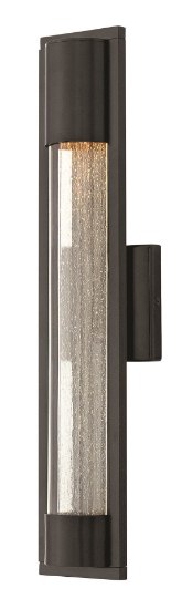 Picture of 35w Outdoor Mist GU-10 Clear Acrylic Outside Cylinder & Seedy Glass Inside Panel Satin Black Medium Wall Mount