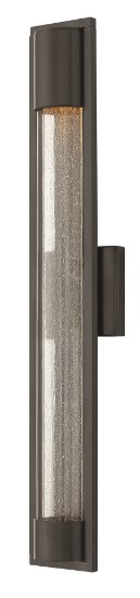 Picture of 35w Outdoor Mist GU-10 Clear Acrylic Outside Cylinder & Seedy Glass Inside Panel Satin Black Large Wall Mount