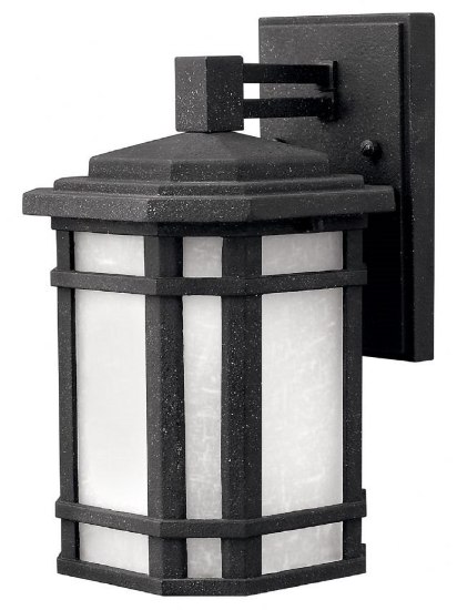 Foto para 15w Outdoor Cherry Creek LED White Linen Vintage Black Small Wall Mount