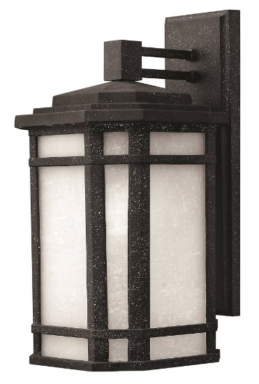 Foto para 15w Outdoor Cherry Creek LED White Linen Vintage Black Medium Wall Mount