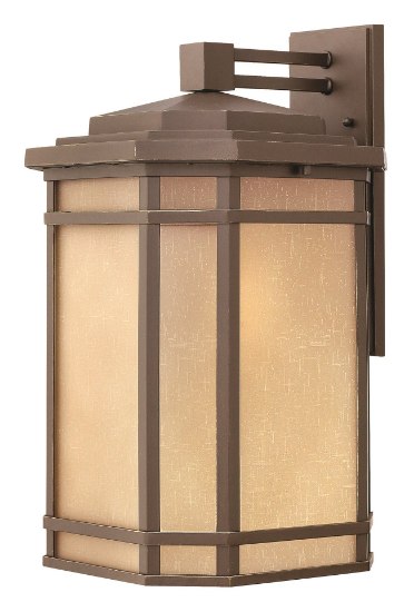 Foto para 15w Outdoor Cherry Creek LED Amber Linen Oil Rubbed Bronze Large Wall Mount