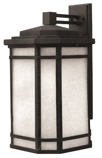 Foto para 100w Outdoor Cherry Creek MED White Linen Vintage Black Large Wall Mount