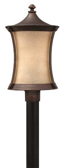 Foto para 100w Outdoor Thistledown MED Amber Linen Victorian Bronze Post Top/ Pier Mount