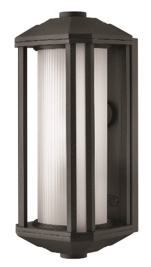 Picture of 100w Outdoor Castelle MED Ribbed Etched Cylinder Black Small Wall Mount