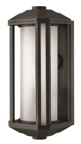 Foto para 26w Outdoor Castelle GU24 Ribbed Etched Cylinder Black Small Wall Mount