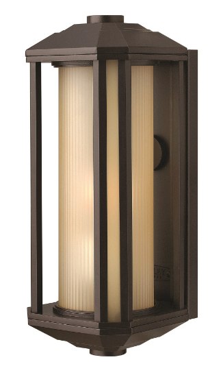 Picture of 100w Outdoor Castelle MED Ribbed Etched Amber Cylinder Bronze Small Wall Mount