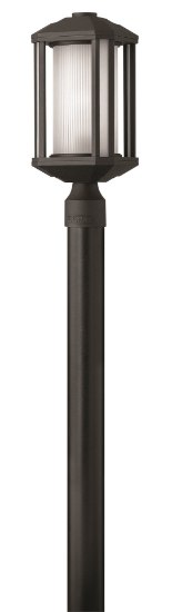 Picture of 100w Outdoor Castelle MED Ribbed Etched Cylinder Black Post Top/ Pier Mount