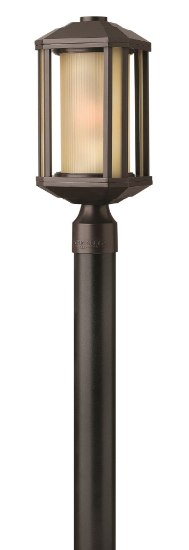 Picture of 100w Outdoor Castelle MED Ribbed Etched Amber Cylinder Bronze Post Top/ Pier Mount