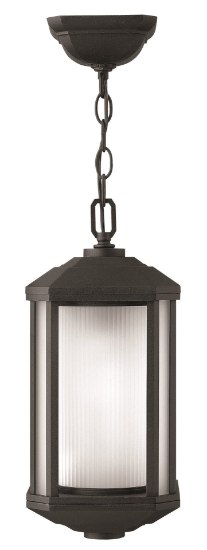 Foto para 100w Outdoor Castelle MED Ribbed Etched Cylinder Black Hanging