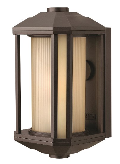 Picture of 100w Outdoor Castelle MED Ribbed Etched Amber Cylinder Bronze Medium Wall Mount