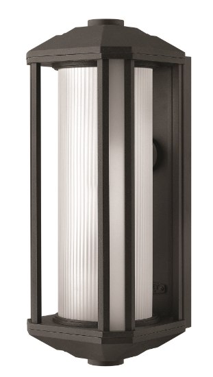 Picture of 100w Outdoor Castelle MED Ribbed Etched Cylinder Black Large Wall Mount