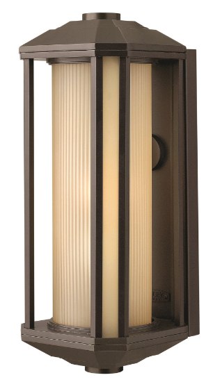 Picture of 100w Outdoor Castelle MED Ribbed Etched Amber Cylinder Bronze Large Wall Mount