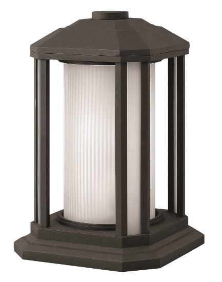 Picture of 15w Outdoor Castelle LED Ribbed Etched Cylinder Black Pier Mount